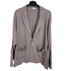 Pact Womens Organic Cotton TaupeBrown Cardigan Blazer With Pockets  Size Large